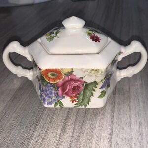 Vintage Crownford Covered Sugar Bowl Made In England No Chips